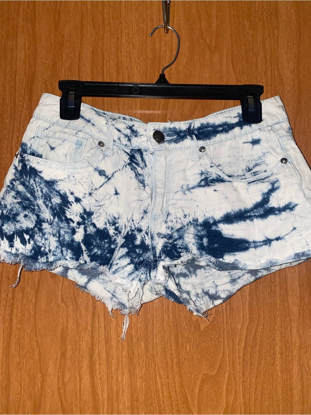No Boundaries Blue White Tie-Dye Denim Cutoff Shorts